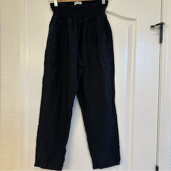 Emme Everyday Transitional Maternity Smocked Linen Pant - Picture 1 of 6
